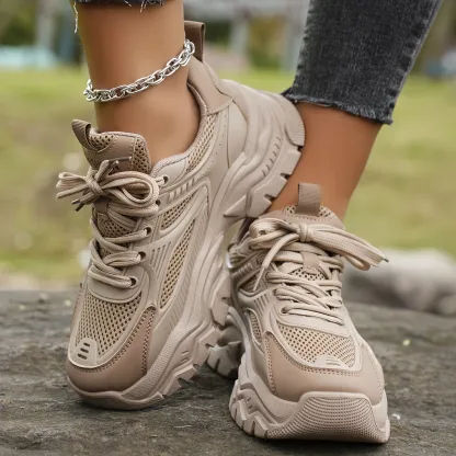 Womens Lightweight Platform Mesh Sneakers
