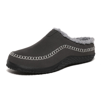 🔥🚀 hot sale limited stock mens daily non slip warm plush wide toe slip on loafers slippers