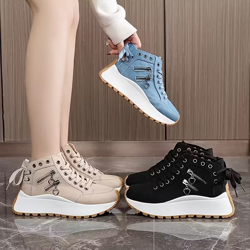 Women's All-Day Comfort Arch Support Cushioned Platform Wedge Heel High Sneakers