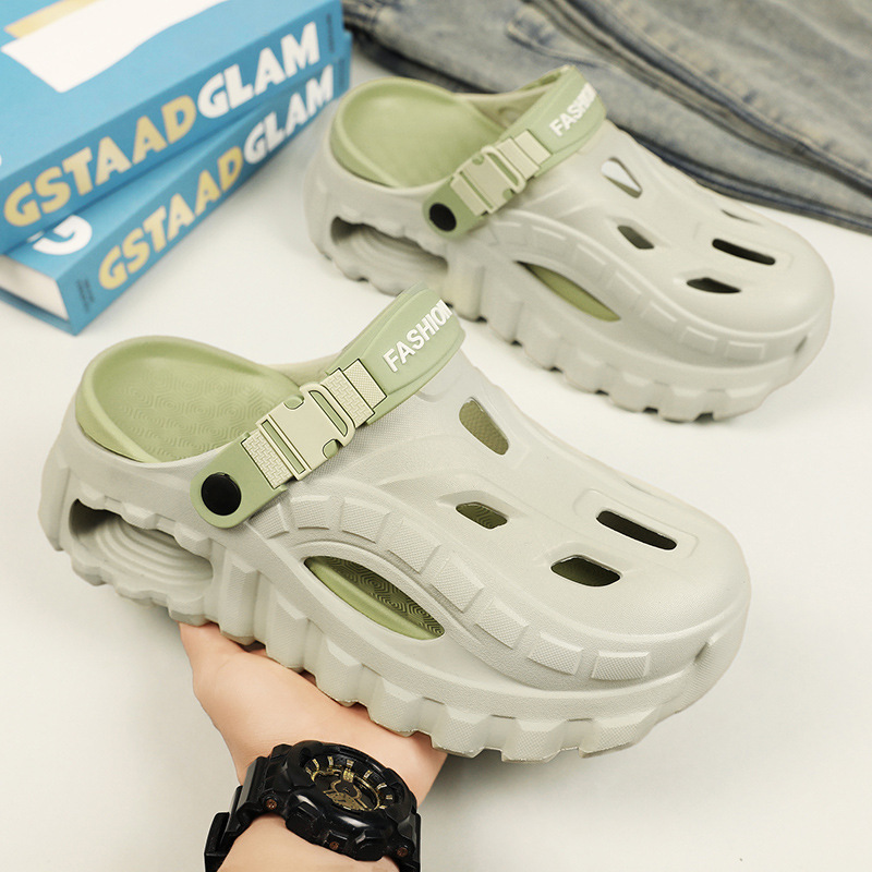 Men's Summer Slippers Outdoor Driving Dual Use Closed Toe CoolHollow Shoes