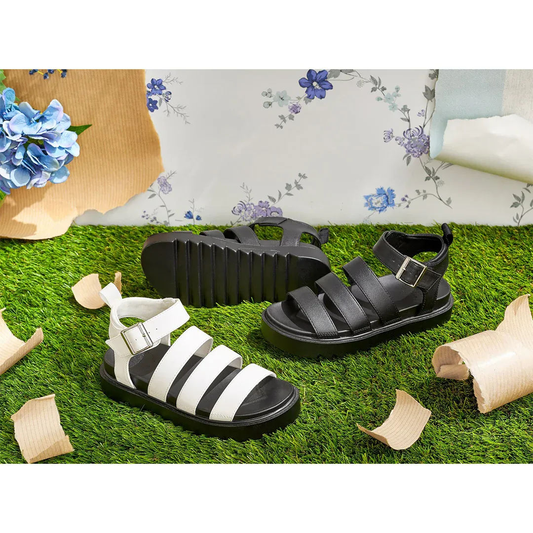 Women's Solid Color Buckle Platform Sandals