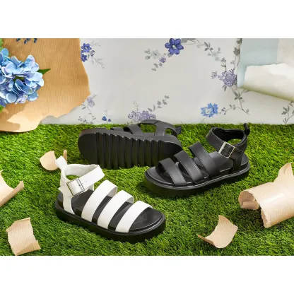 Women's Solid Color Buckle Platform Sandals