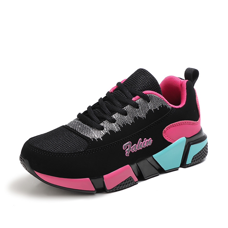 Mesh Sport Shoes Ladies Multicolor Block Cushion Casual Sneakers