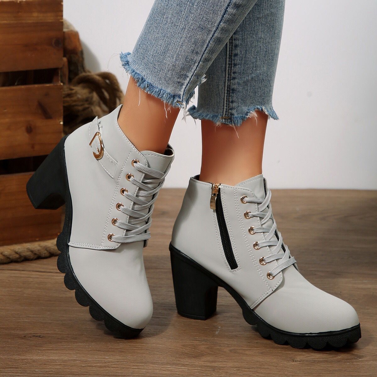 Women’s Chunky High Heel Ankle Booties