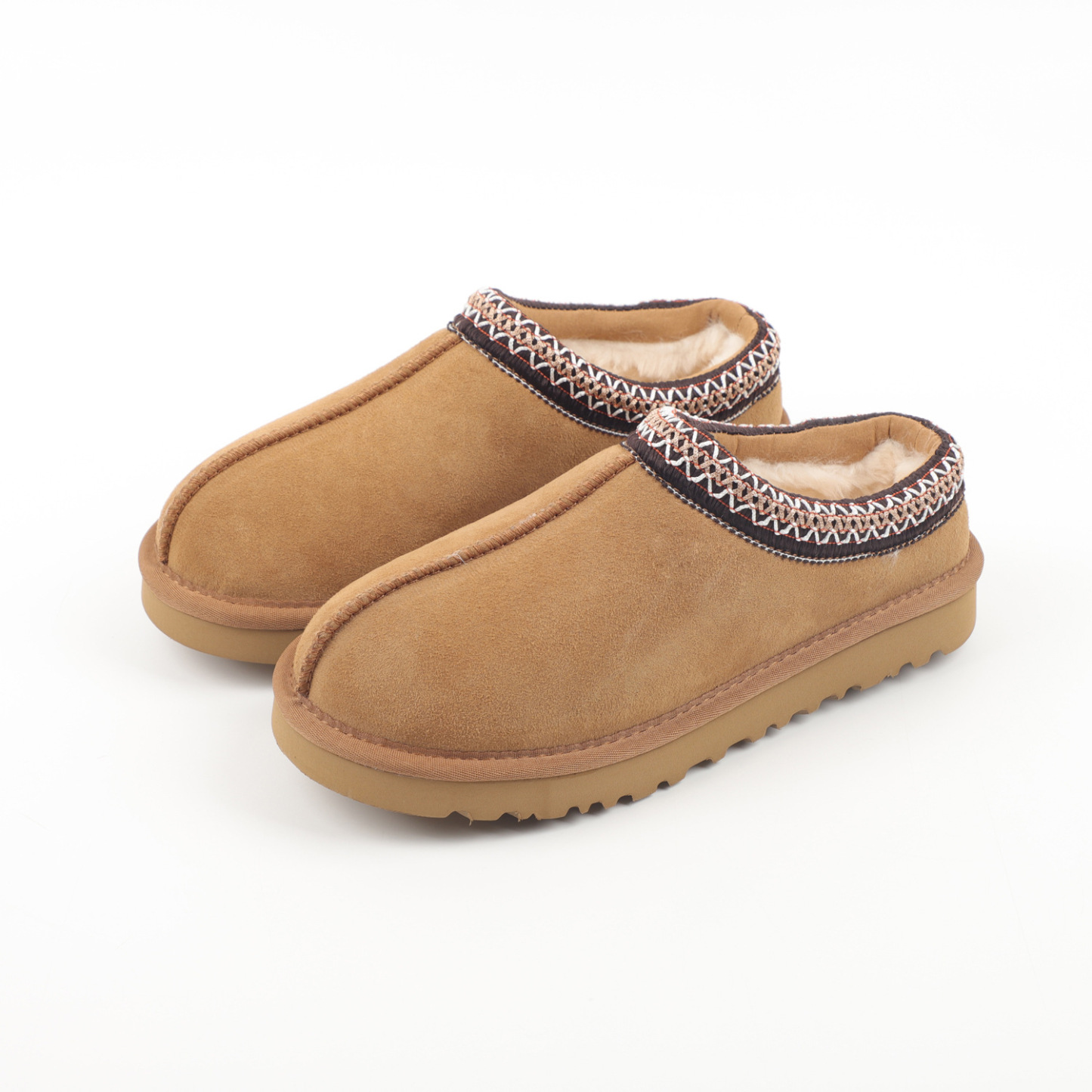 Vintage Embroidered Suede Mule Slippers | Women’s Cozy Lined Winter Slip-On Shoes