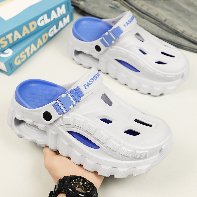 Men's Summer Slippers Outdoor Driving Dual Use Closed Toe CoolHollow Shoes