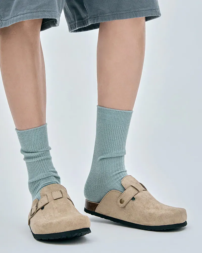 Women's Platform Slippers Round Toe Square Buckle