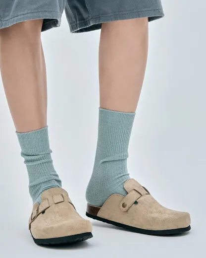 Women's Platform Slippers Round Toe Square Buckle