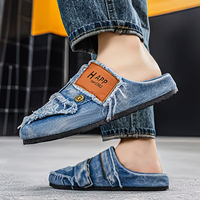 Men's Breathable And Comfortable denim slippers