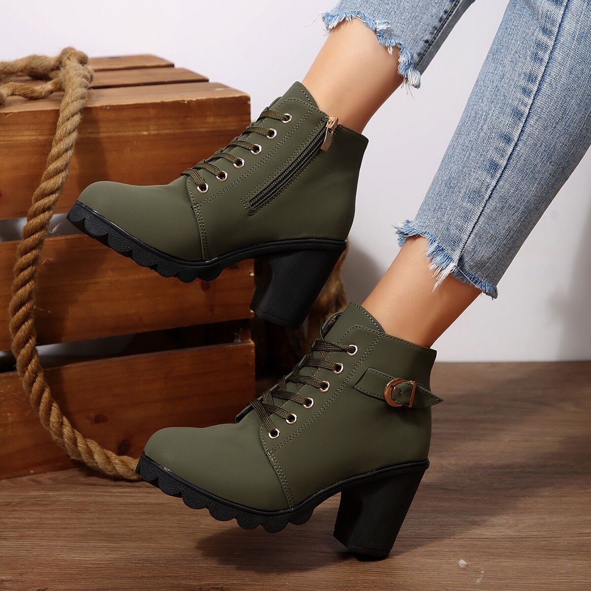 Women’s Chunky High Heel Ankle Booties