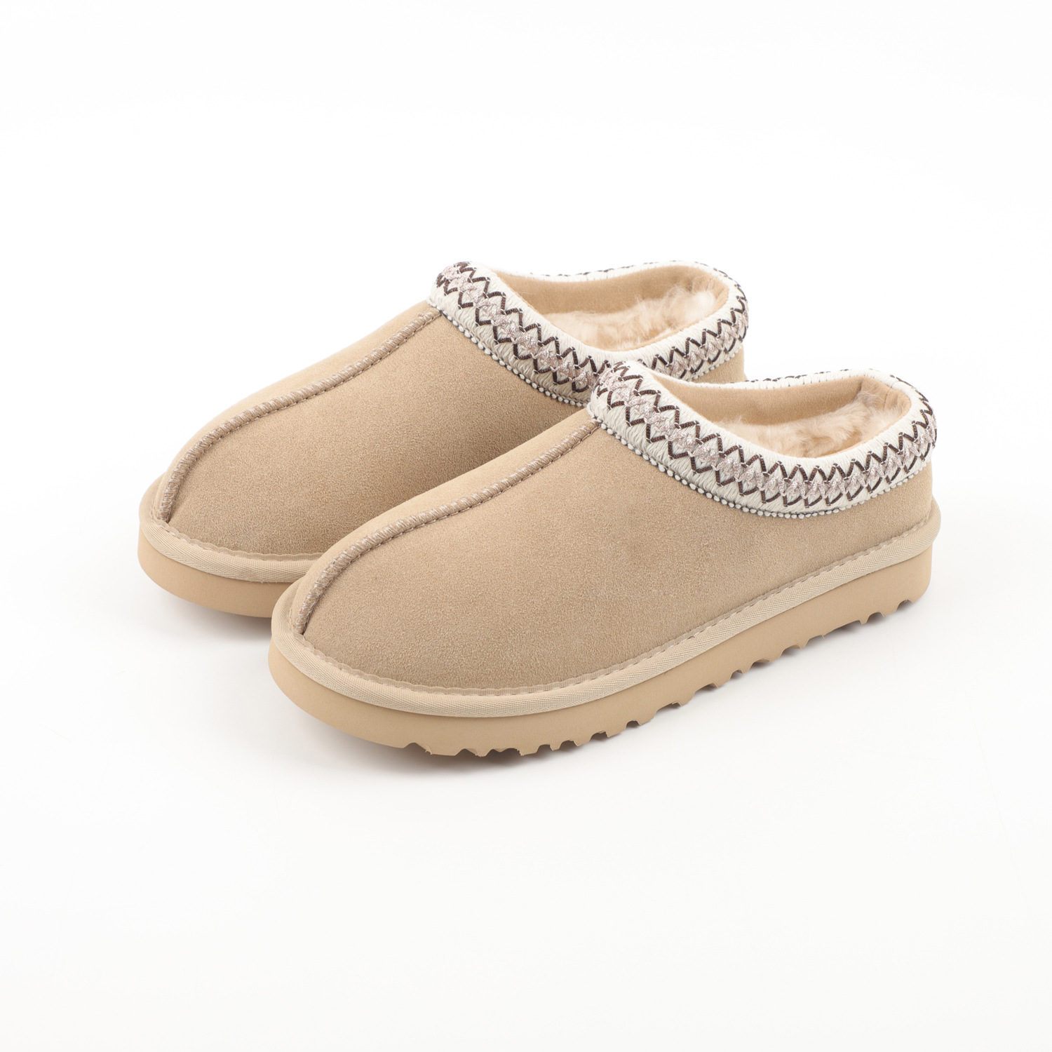 Vintage Embroidered Suede Mule Slippers | Women’s Cozy Lined Winter Slip-On Shoes
