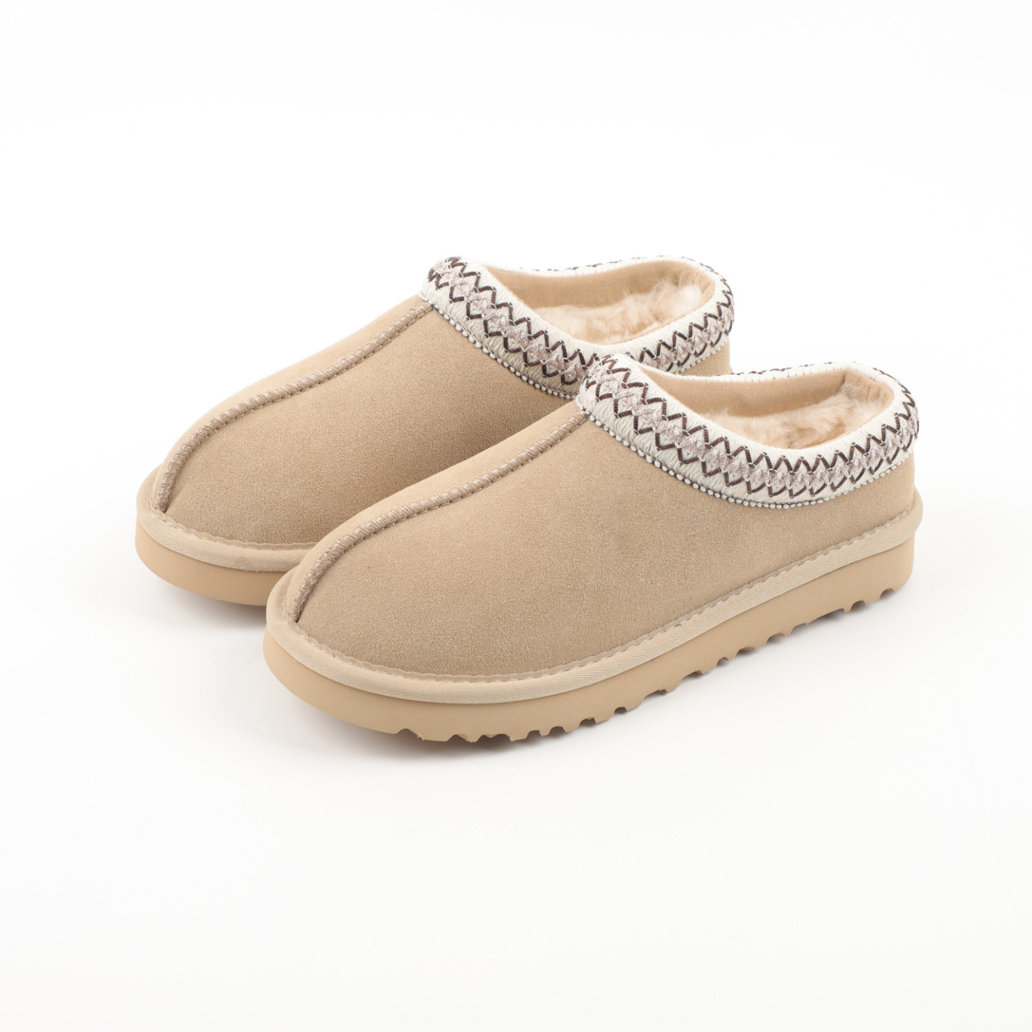 Vintage Embroidered Suede Mule Slippers | Women’s Cozy Lined Winter Slip-On Shoes