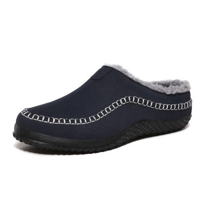 🔥🚀 hot sale limited stock mens daily non slip warm plush wide toe slip on loafers slippers