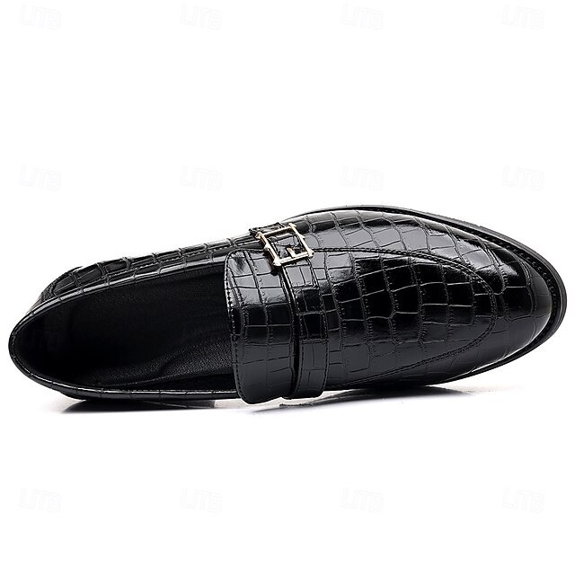 Men's Dark Brown Faux Leather Crocodile Pattern Loafers