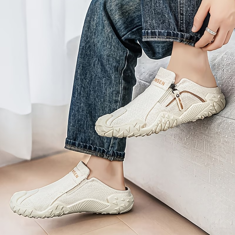 Men'S Lightweight Linen Mule Slippers