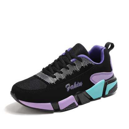 Mesh Sport Shoes Ladies Multicolor Block Cushion Casual Sneakers