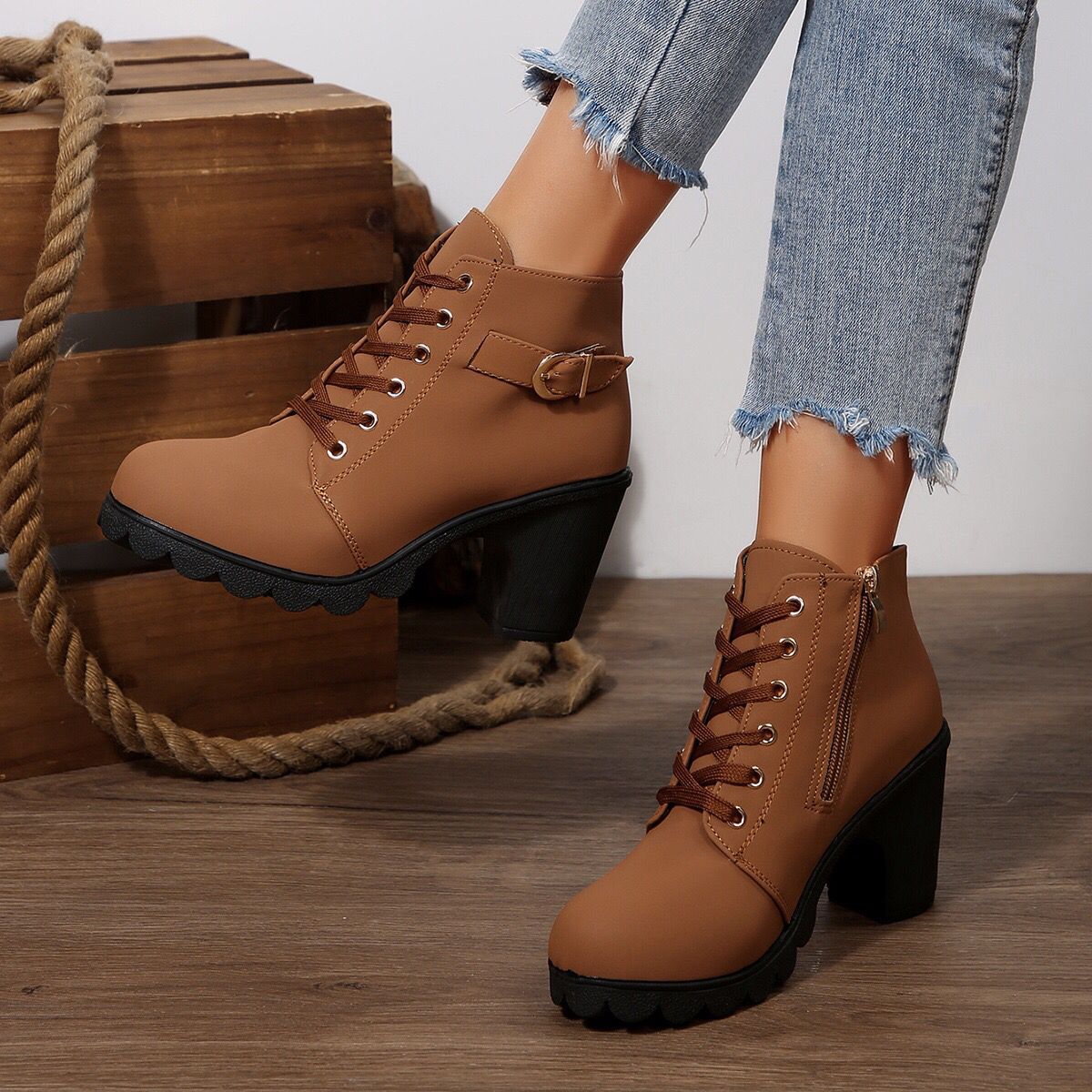 Women’s Chunky High Heel Ankle Booties