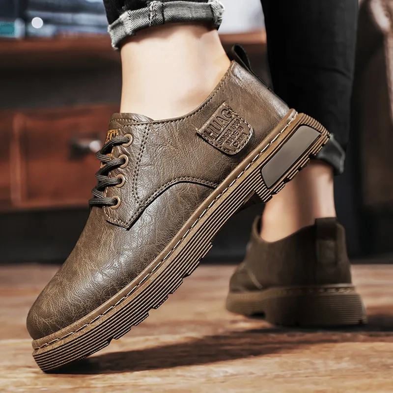 Men's Comfort Leather Arch Support Cushioned Walking Shoes