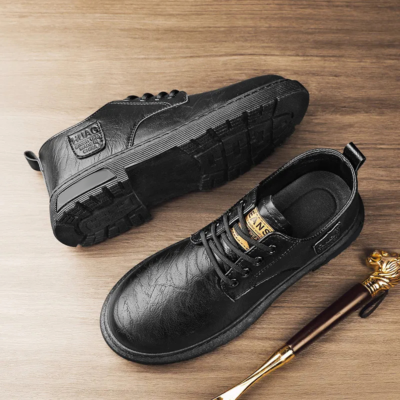 Men's Comfort Leather Arch Support Cushioned Walking Shoes