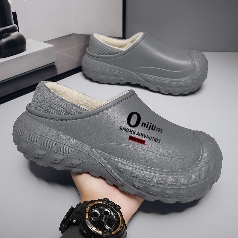 Plush Fleece Lining Rugged Non‑Slip Winter Slip‑On Shoes