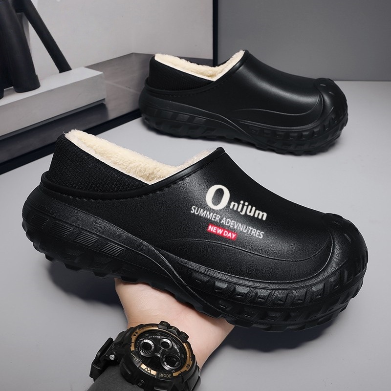 Plush Fleece Lining Rugged Non‑Slip Winter Slip‑On Shoes
