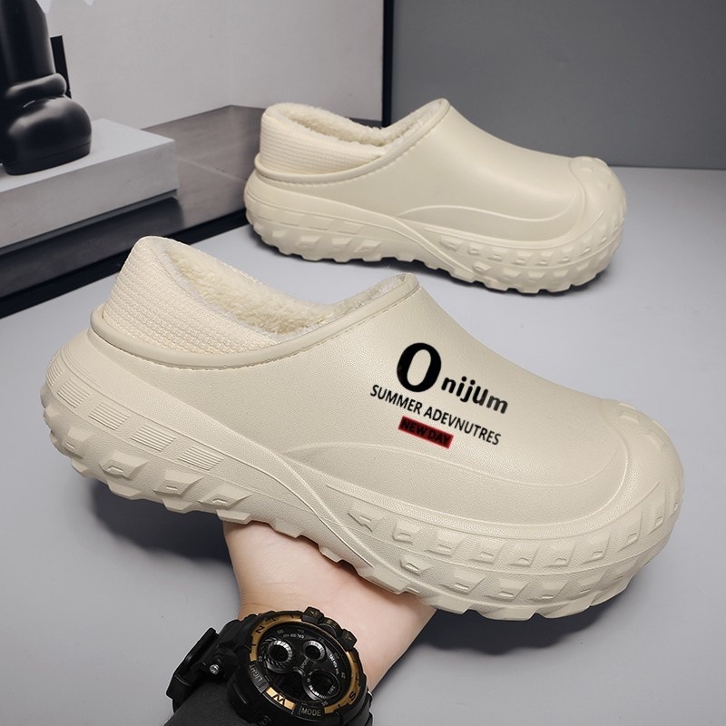 Plush Fleece Lining Rugged Non‑Slip Winter Slip‑On Shoes