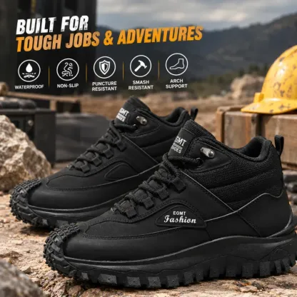 Men’s Work Hiking Boots – Waterproof, Non-Slip, Puncture and Smash Resistant, Wide Toe, Arch Support – Ideal for Daily Wear and Outdoor Adventures