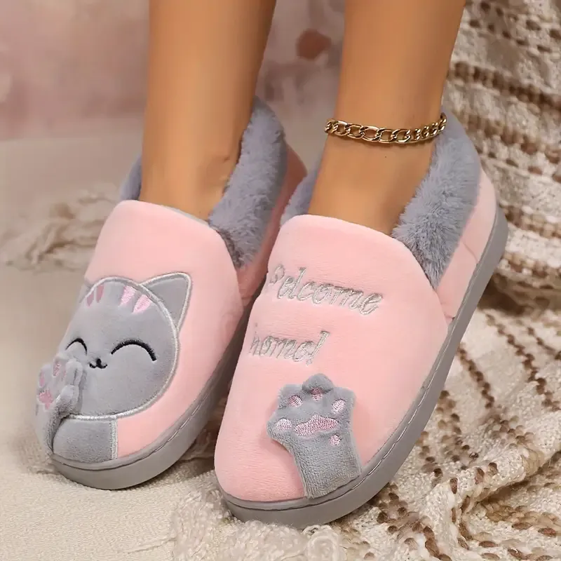 Women's cartoon lucky cat warm cotton shoes