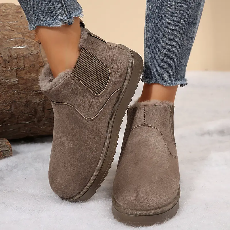 🔥 Order Today & Receive 49% OFF  Comfortable Round Toe Fluffy Lined Slip-On Ankle Winter Short Boots