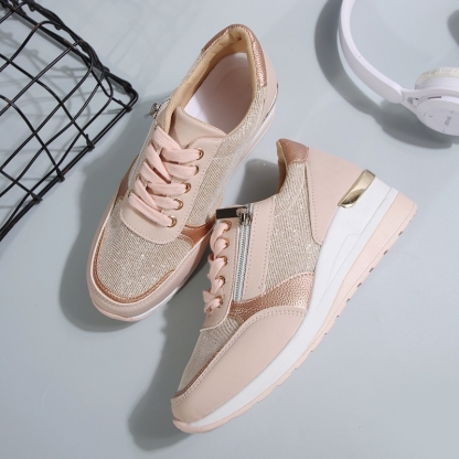 🔥Last Day 51% OFF - 2025 New Women's Side Zipper Lace-up Orthopedic Sneakers