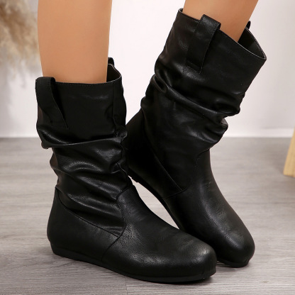 Round Toe Flat Winter Boots