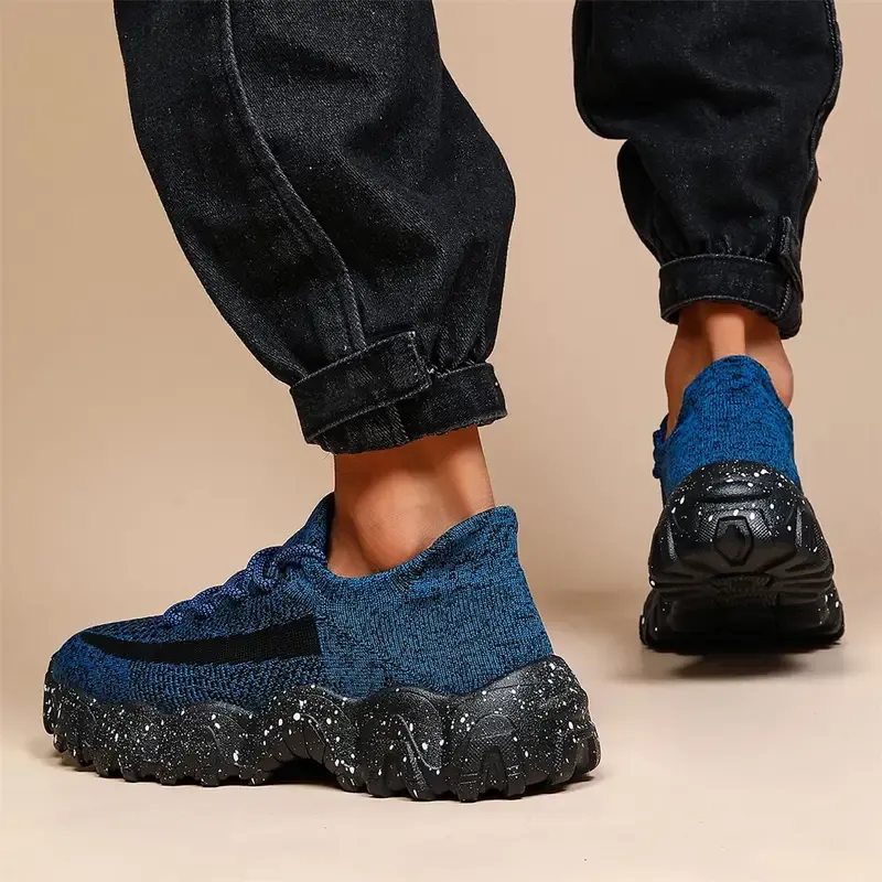 Men's knitted breathable and comfortable non-slip lace-up sneakers