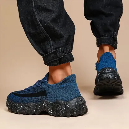 Men's knitted breathable and comfortable non-slip lace-up sneakers