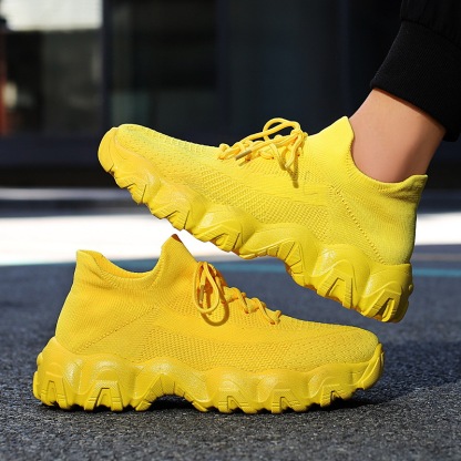 Men's knitted breathable and comfortable non-slip lace-up sneakers