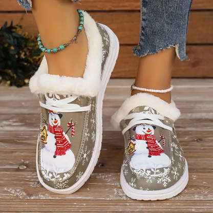 🤶Women's Comfort Plush Christmas❄️Snowman Canvas Ankle Boots