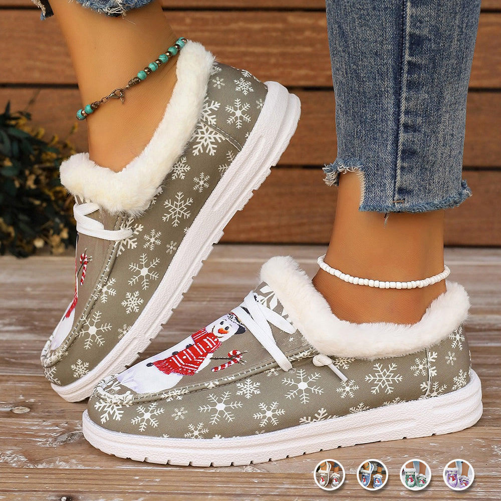 🤶Women's Comfort Plush Christmas❄️Snowman Canvas Ankle Boots