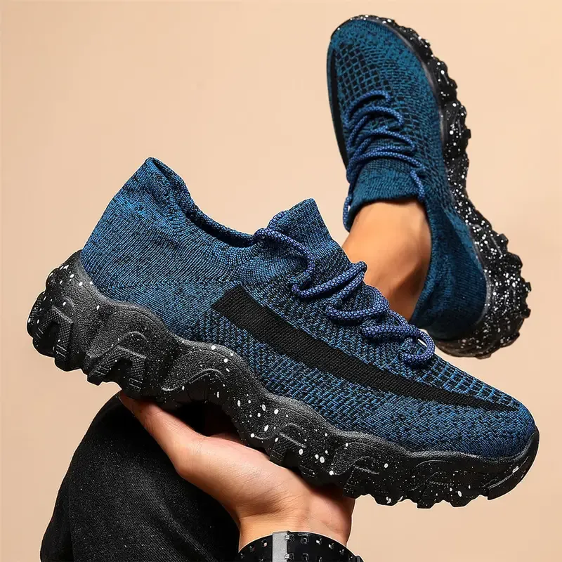 Men's knitted breathable and comfortable non-slip lace-up sneakers