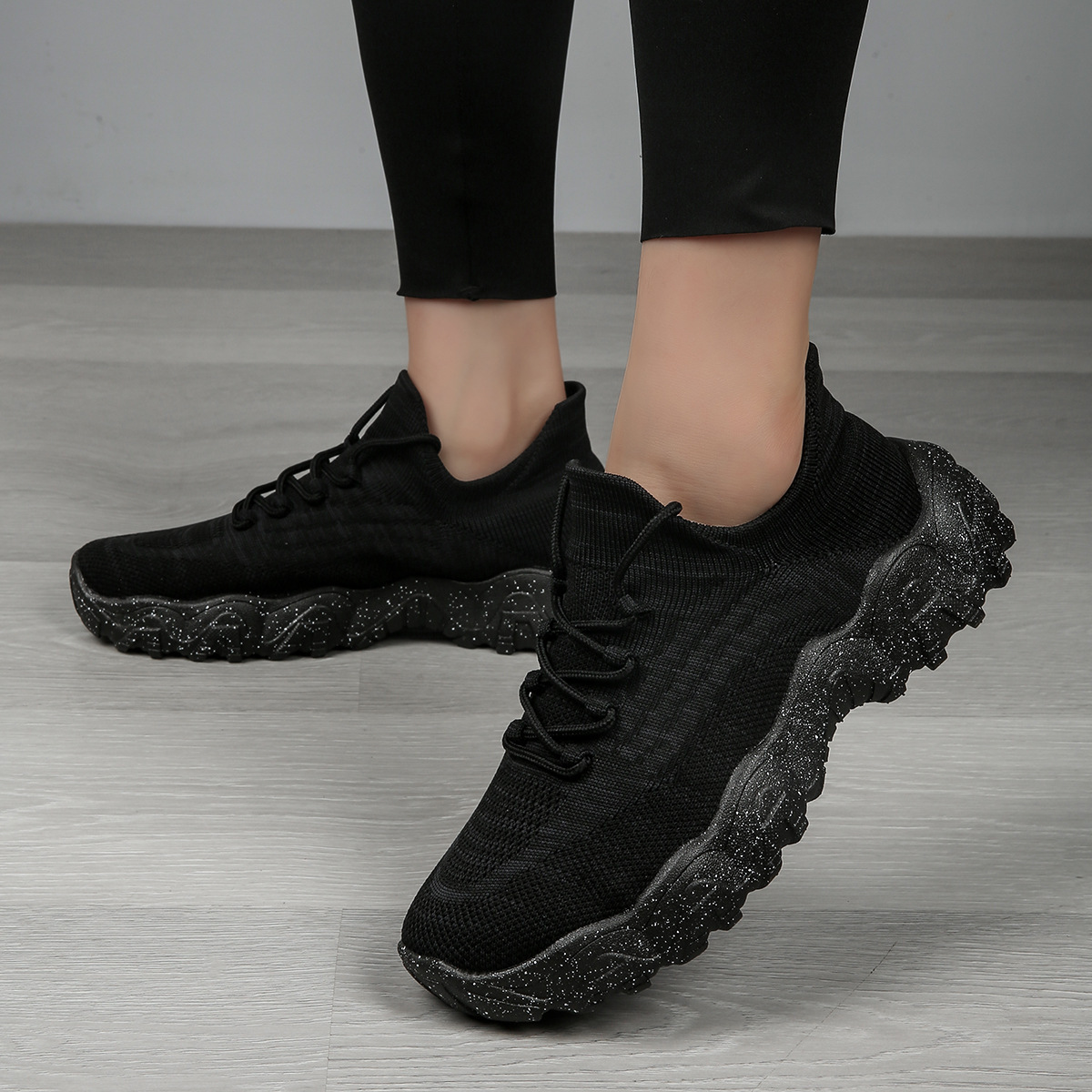 Women's knitted breathable and non-slip height increasing(1.96in) sneakers 