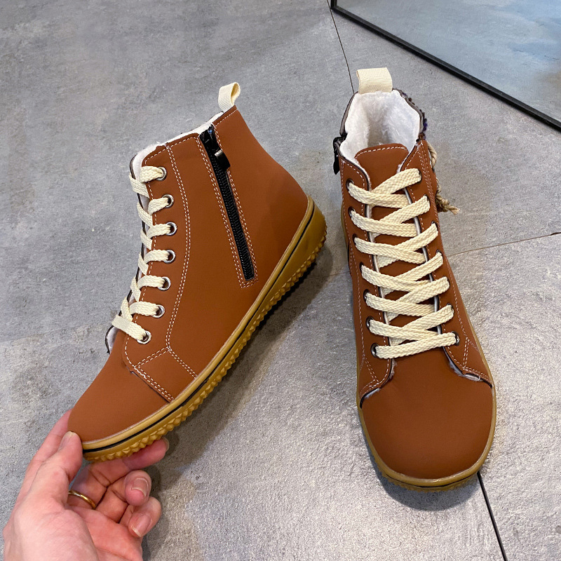 Women's Lace-Up Boots with Side Zipper