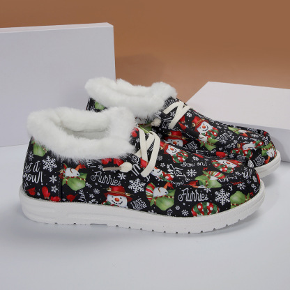 🤶Women's Comfort Plush Christmas❄️Snowman Canvas Ankle Boots