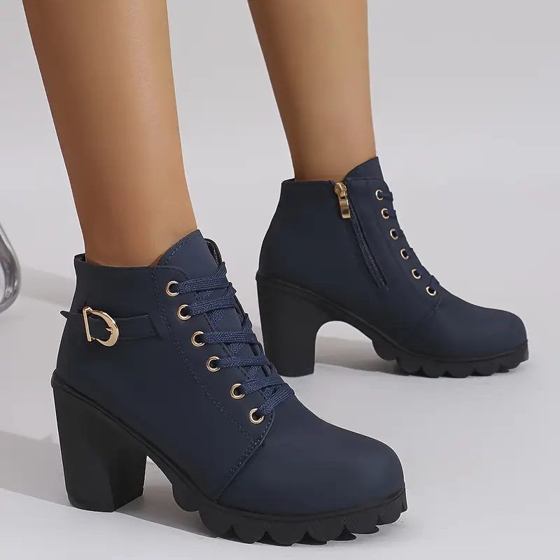 Women's High Heel Short Boots with Side Zipper-Buy 2 Free Shipping