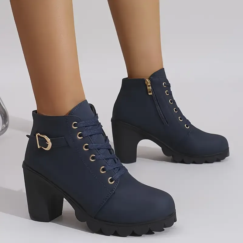 Women's High Heel Short Boots with Side Zipper-Buy 2 Free Shipping
