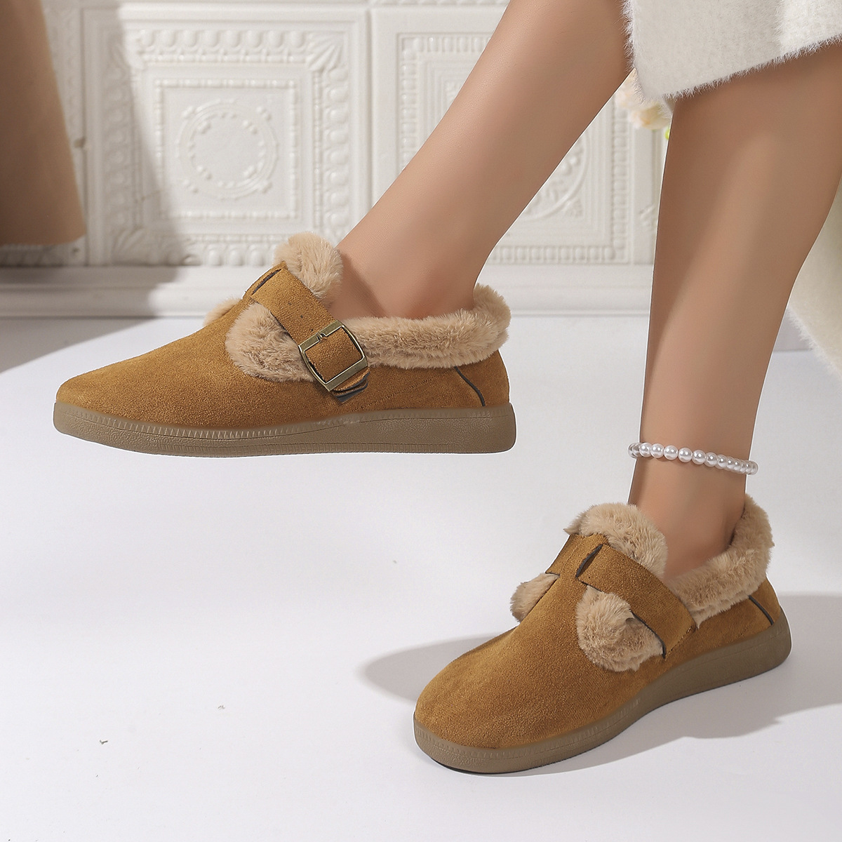 Women's Plush Round Toe Slip-On Flats