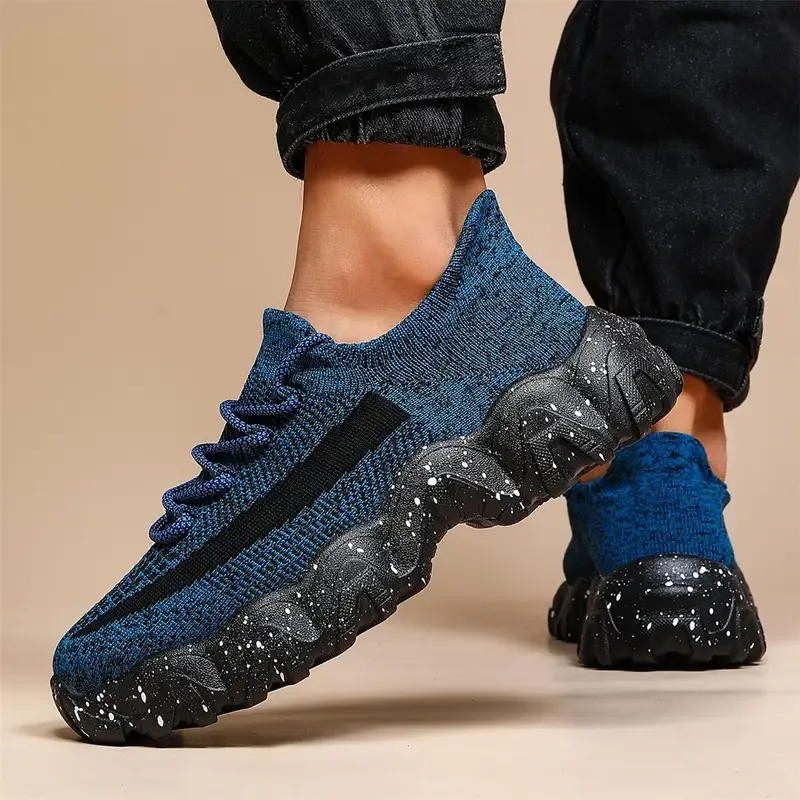 Men's knitted breathable and comfortable non-slip lace-up sneakers