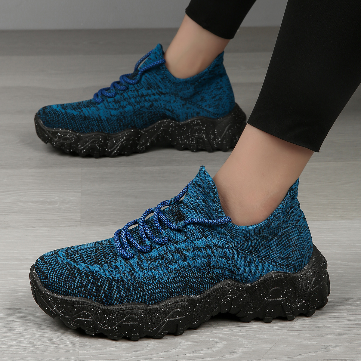 Women's knitted breathable and non-slip height increasing(1.96in) sneakers 