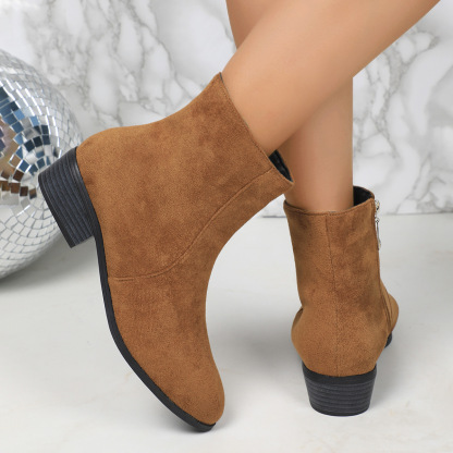 Women's Fashionable Mid-Calf Boots with Thick Heels