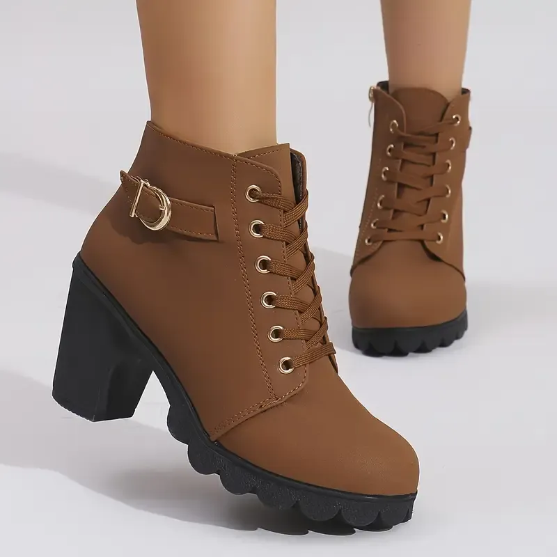 Women's High Heel Short Boots with Side Zipper-Buy 2 Free Shipping