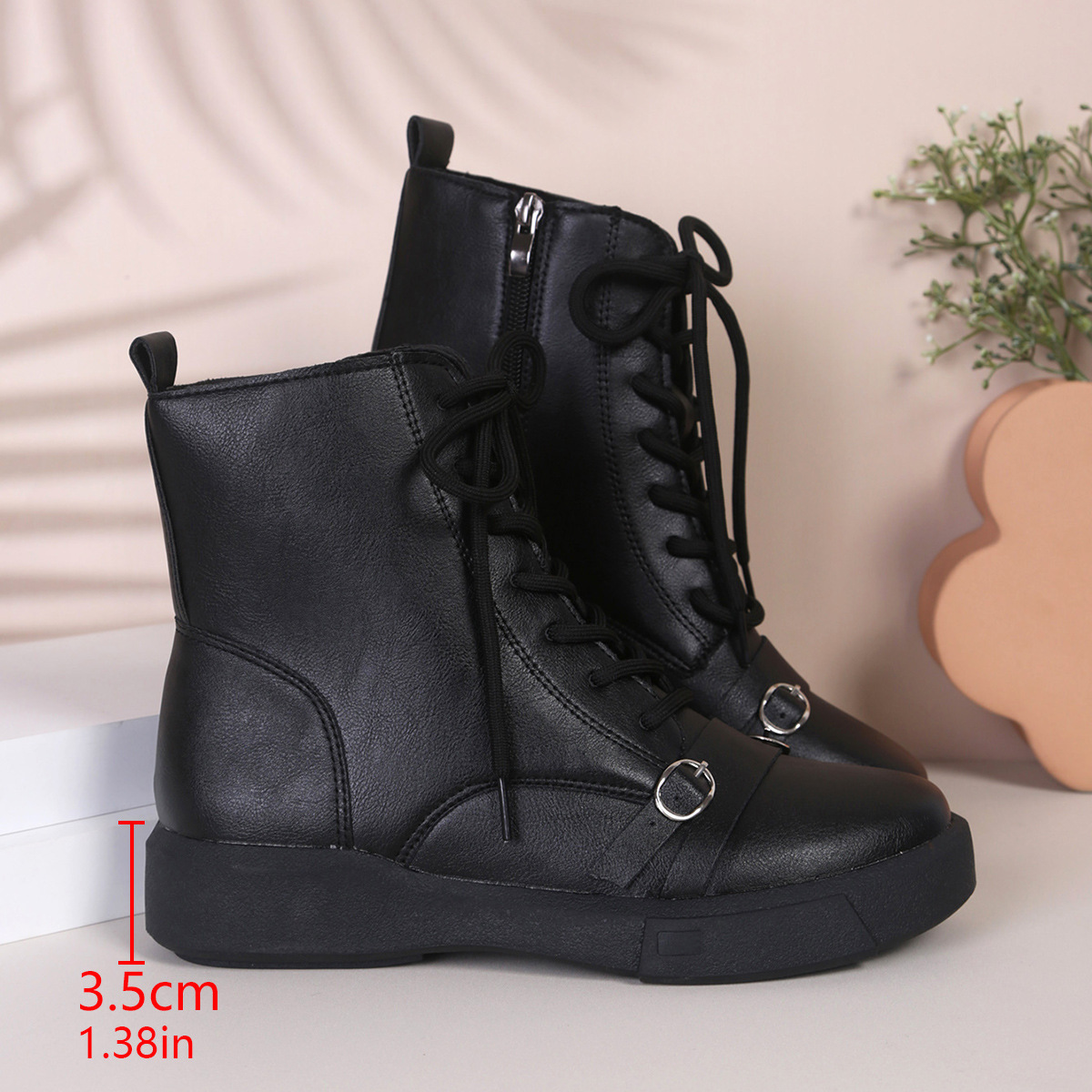 Women's Fashion Ankle Boots - Winter Side Zip, Chunky Heel with Rubber Sole