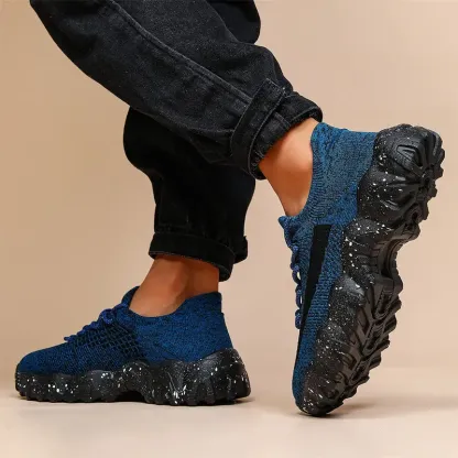 Men's knitted breathable and comfortable non-slip lace-up sneakers