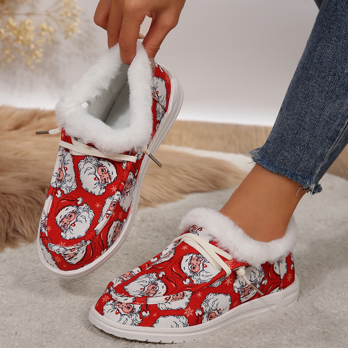 🤶Women's Comfort Plush Christmas❄️Snowman Canvas Ankle Boots